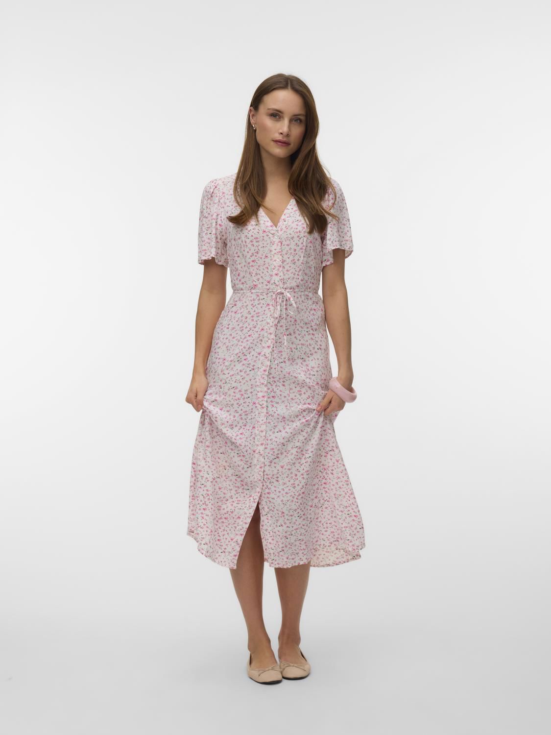 Vmalba Ss Calf Dress Wvn Noos Rosa