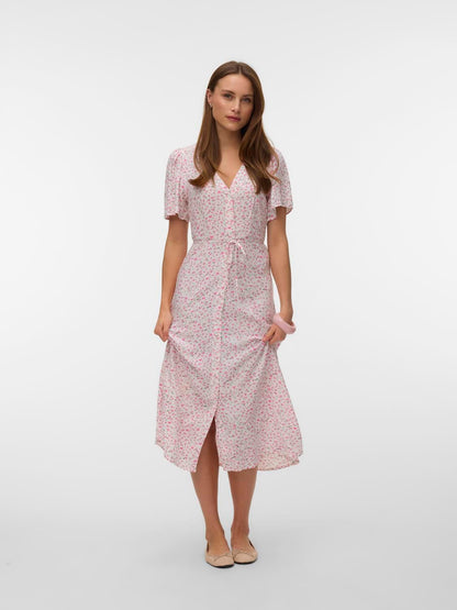 Vmalba Ss Calf Dress Wvn Noos Rosa