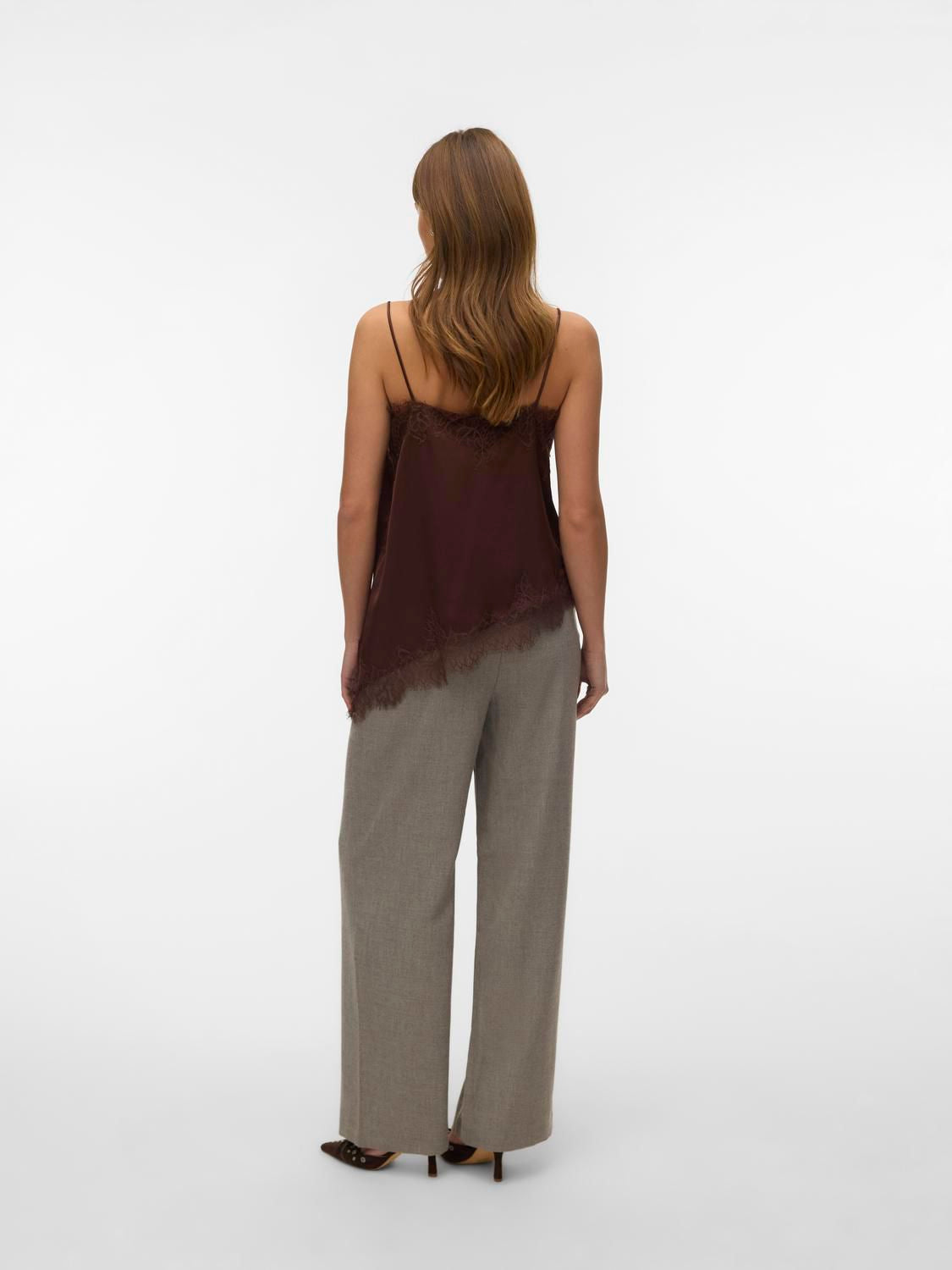 Vmnovi Lace Singlet Wvn Noos Brun