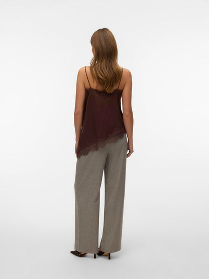 Vmnovi Lace Singlet Wvn Noos Brun