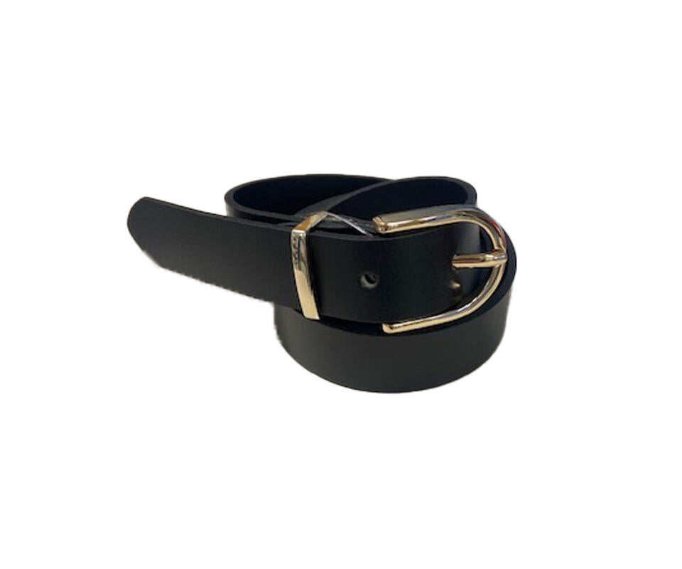 Belte 2,5cm jeans M/gullspenne og loop Svart