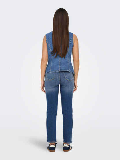 Onlgiulina S/l Button Waistcoat Dnm Blå