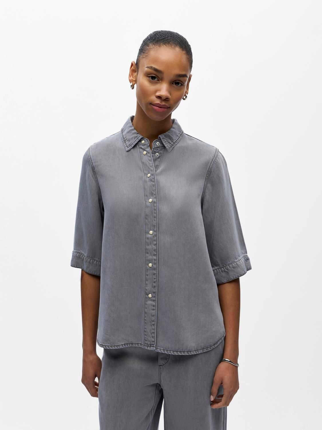 Objframe 2/4 Re Denim Top Noos Grå