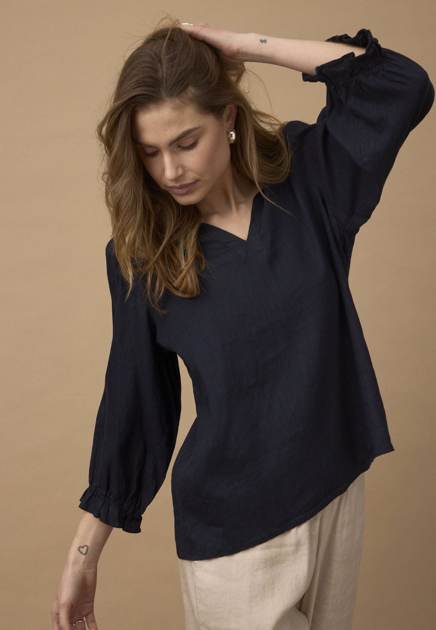 Pzluca Frill Blouse Blå