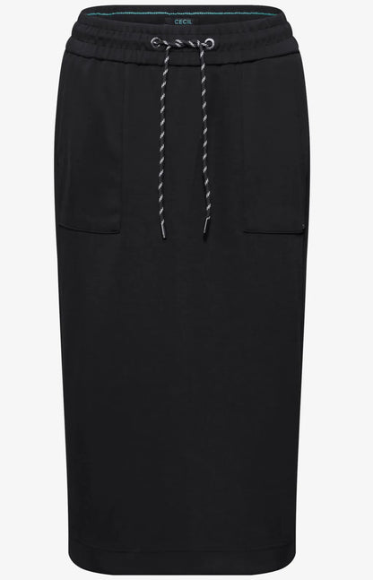 Midi SKIRT slik touch Svart