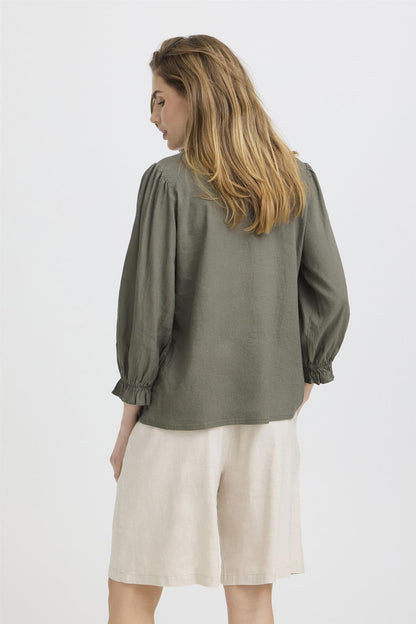 Pzluca Frill Blouse Grønn