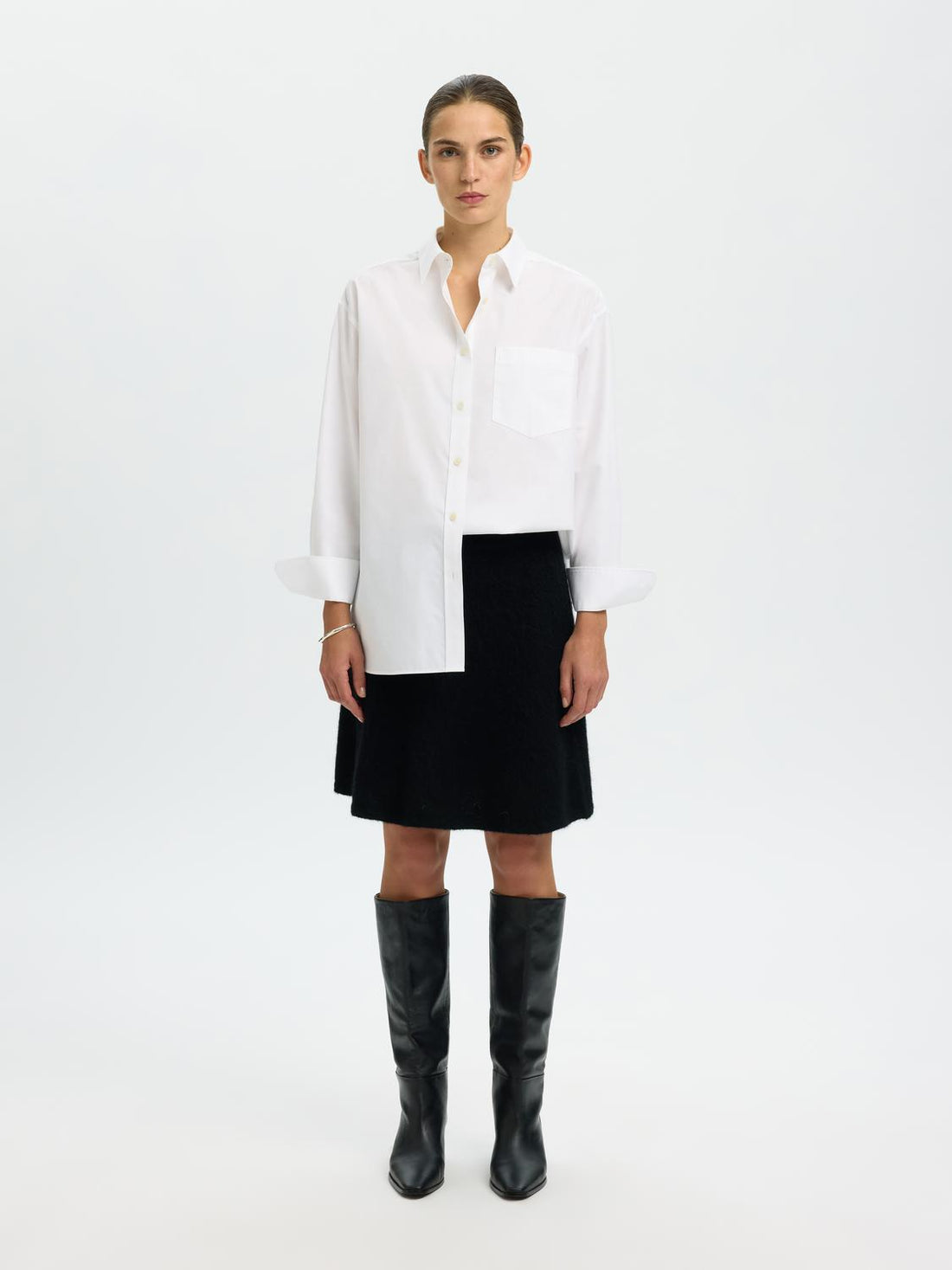 Slflulu Brushed Hw Knit Skirt Svart