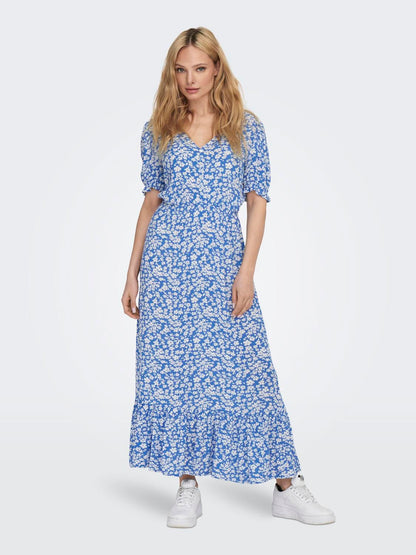 Onlchianti S/s Long Dress Wvn Noos Blå