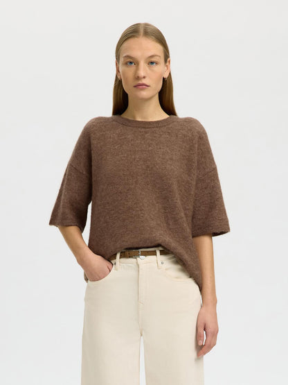 Slwlulu 2/4 Knit O-Neck Noos Brun