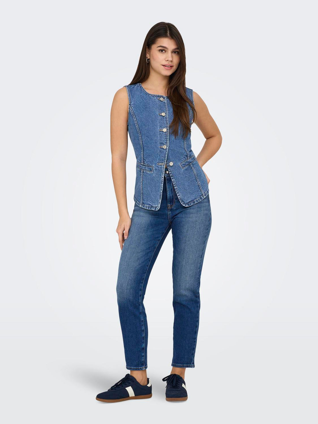 Onlgiulina S/l Button Waistcoat Dnm Blå