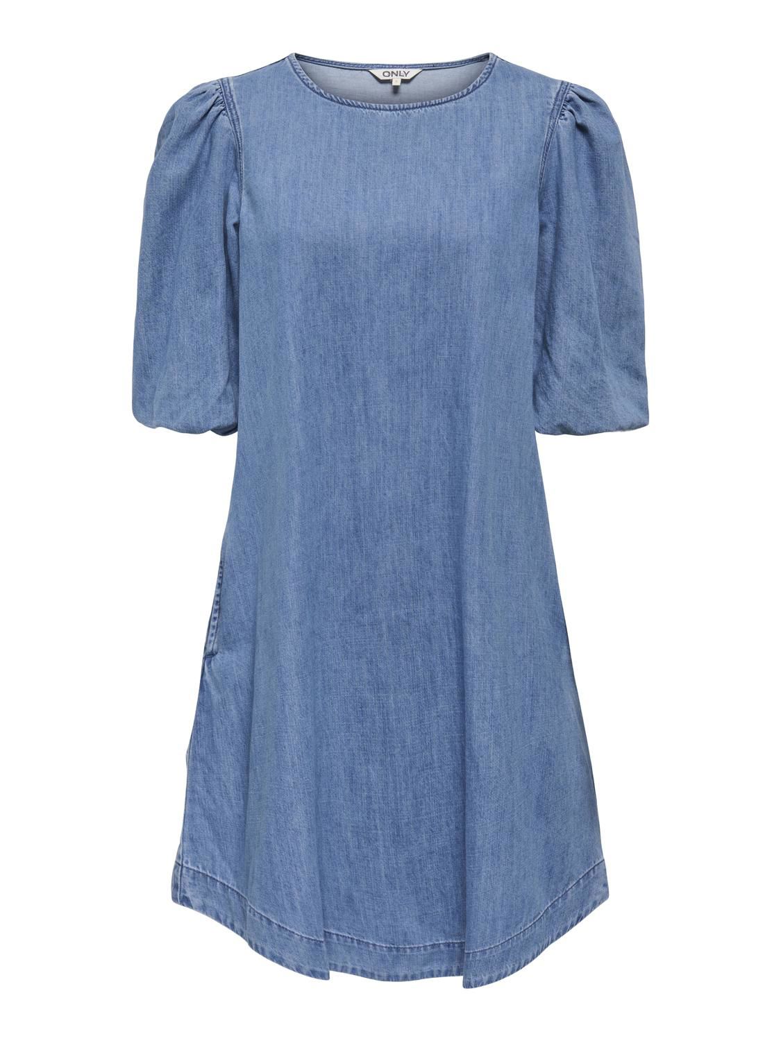 Onltiana Ss Puff Dnm Dress Akm Blå