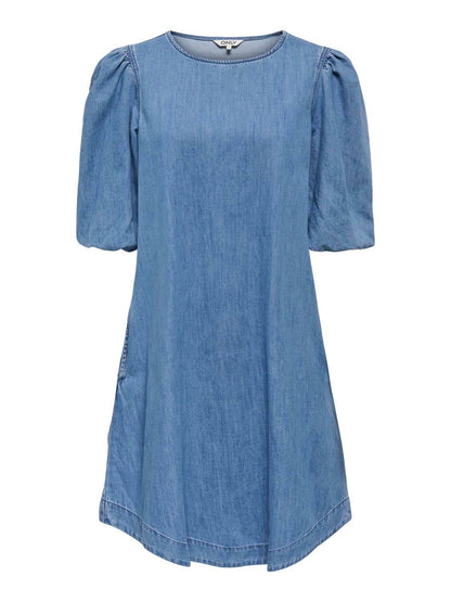 Onltiana Ss Puff Dnm Dress Akm Blå
