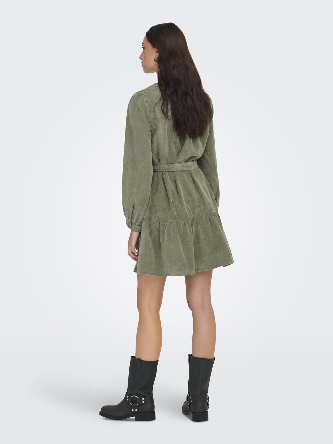 Onlmarike Life L/s Cord Belt Dress Pnt Grønn