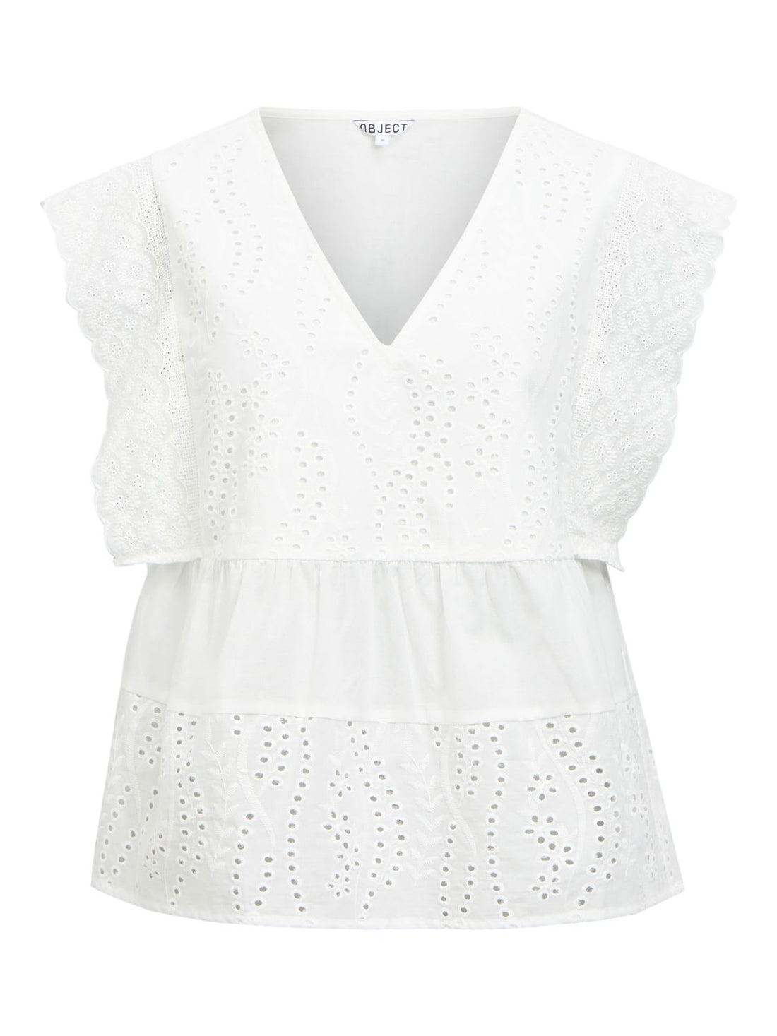 Objjovanna S/l Lo V-Neck Top 145 Hvit