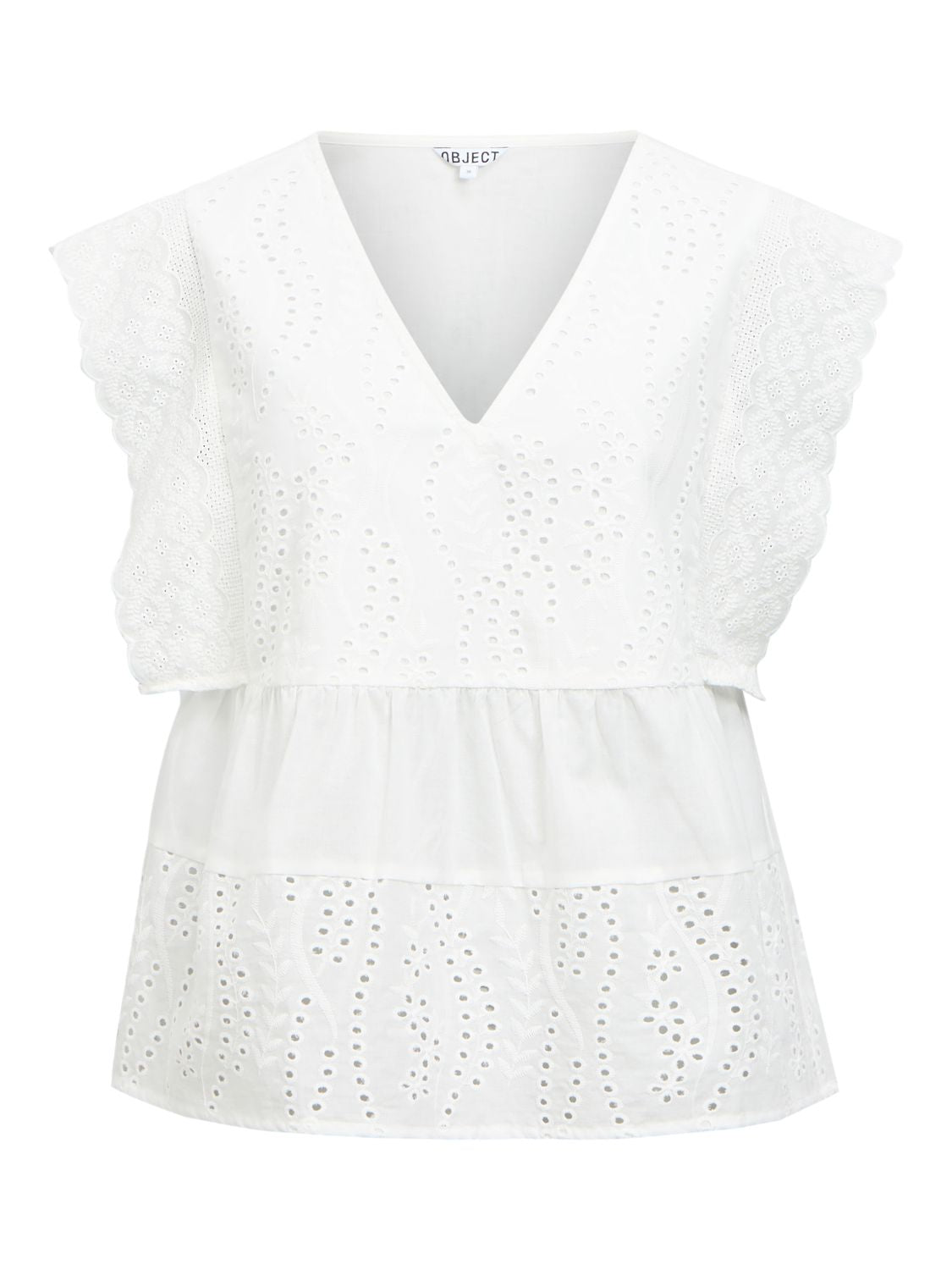 Objjovanna S/l Lo V-Neck Top 145 Hvit