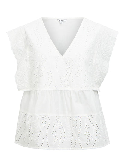 Objjovanna S/l Lo V-Neck Top 145 Hvit