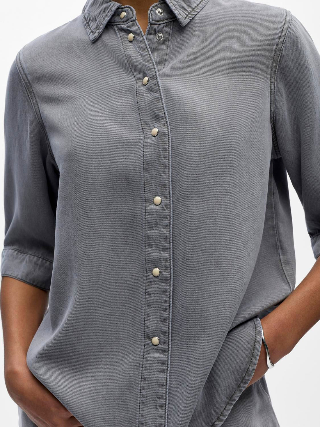 Objframe 2/4 Re Denim Top Noos Grå