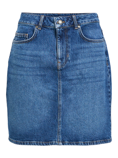 OBJELLEN HW SHORT DENIM SKIRT NOOS Mellomblå