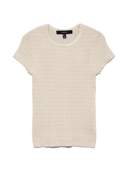 Vmsilje C/s O-Neck Pointelle Pull Noos Hvit