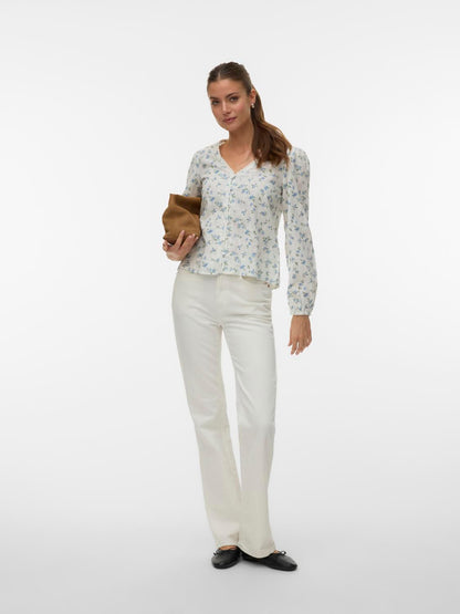 Vmaya Sofia Ls V-Neck Top Wvn Blå
