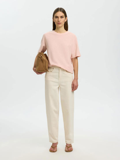 Slwada Ss Linen Blend Tee Noos Rosa