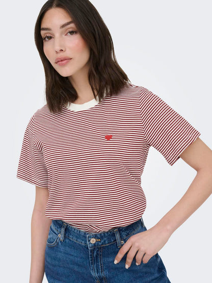 Jdypisa S/s Print Top Jrs Noos Rød