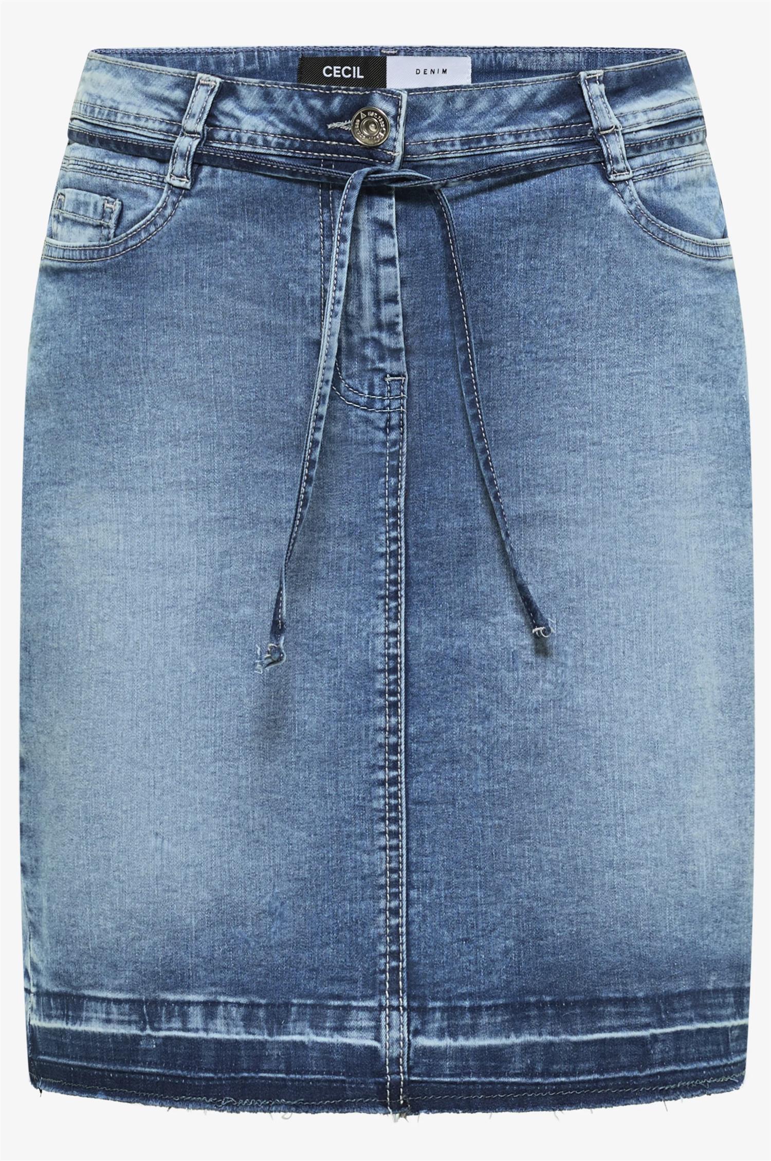 DENIM SKIRT HEM DETAIL Blå