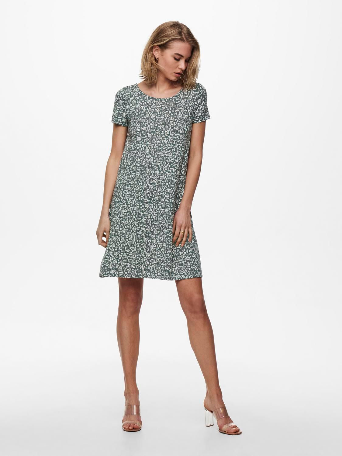 Onlbera Back Lace Up S/s Dress Jrs Noos Grønn