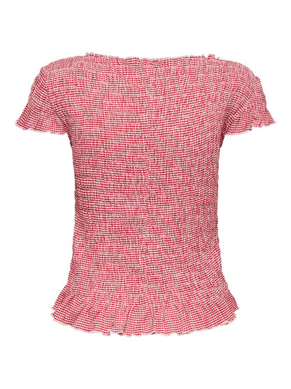 Onlcelle Cap Smock Boatneck Top Jrs Rød