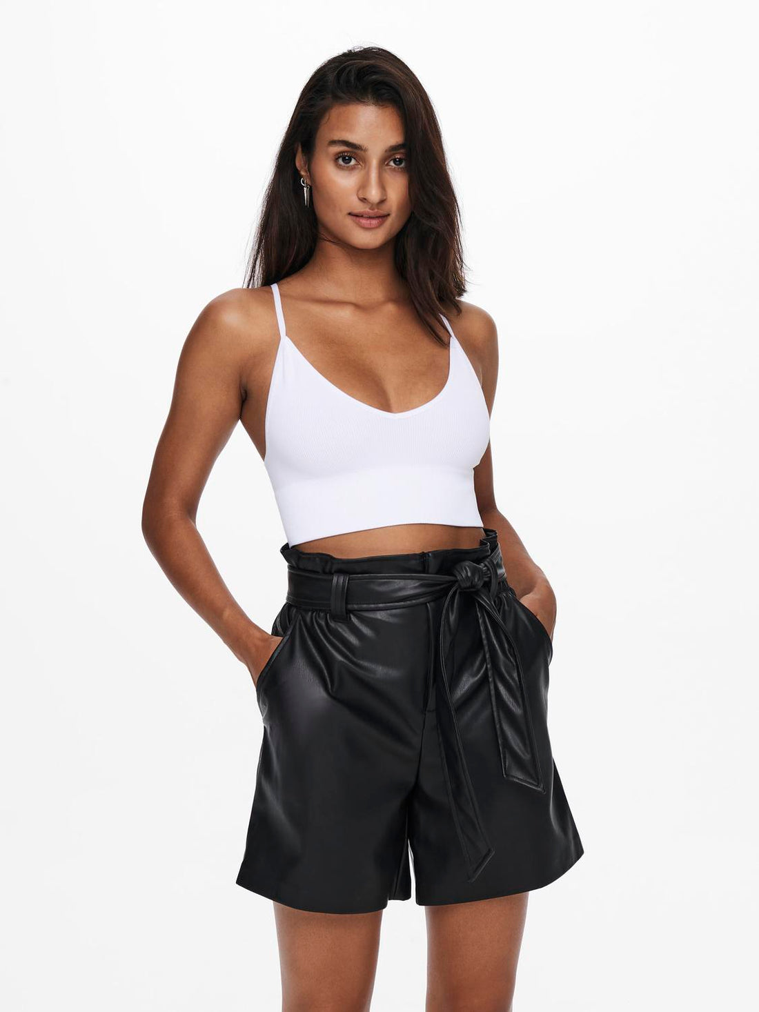 Onlvicky Rib Seamless Vneck Top Noos Acc Hvit
