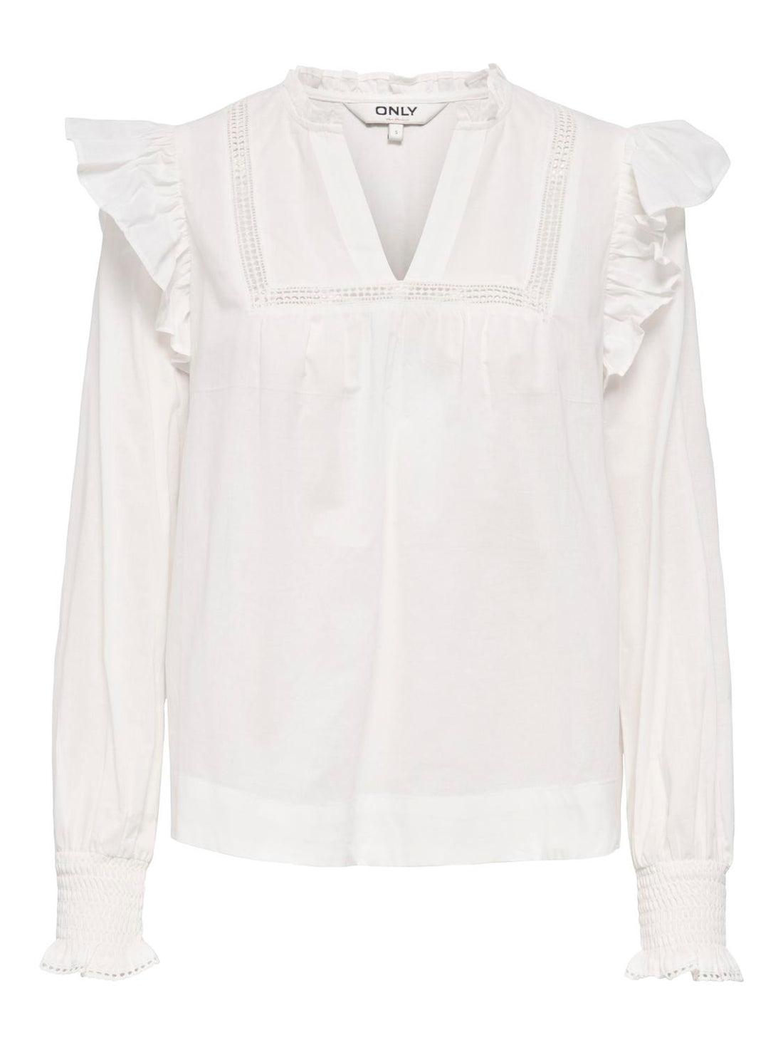 Onlidris Ls Frill Tape Top Noos Wvn Hvit