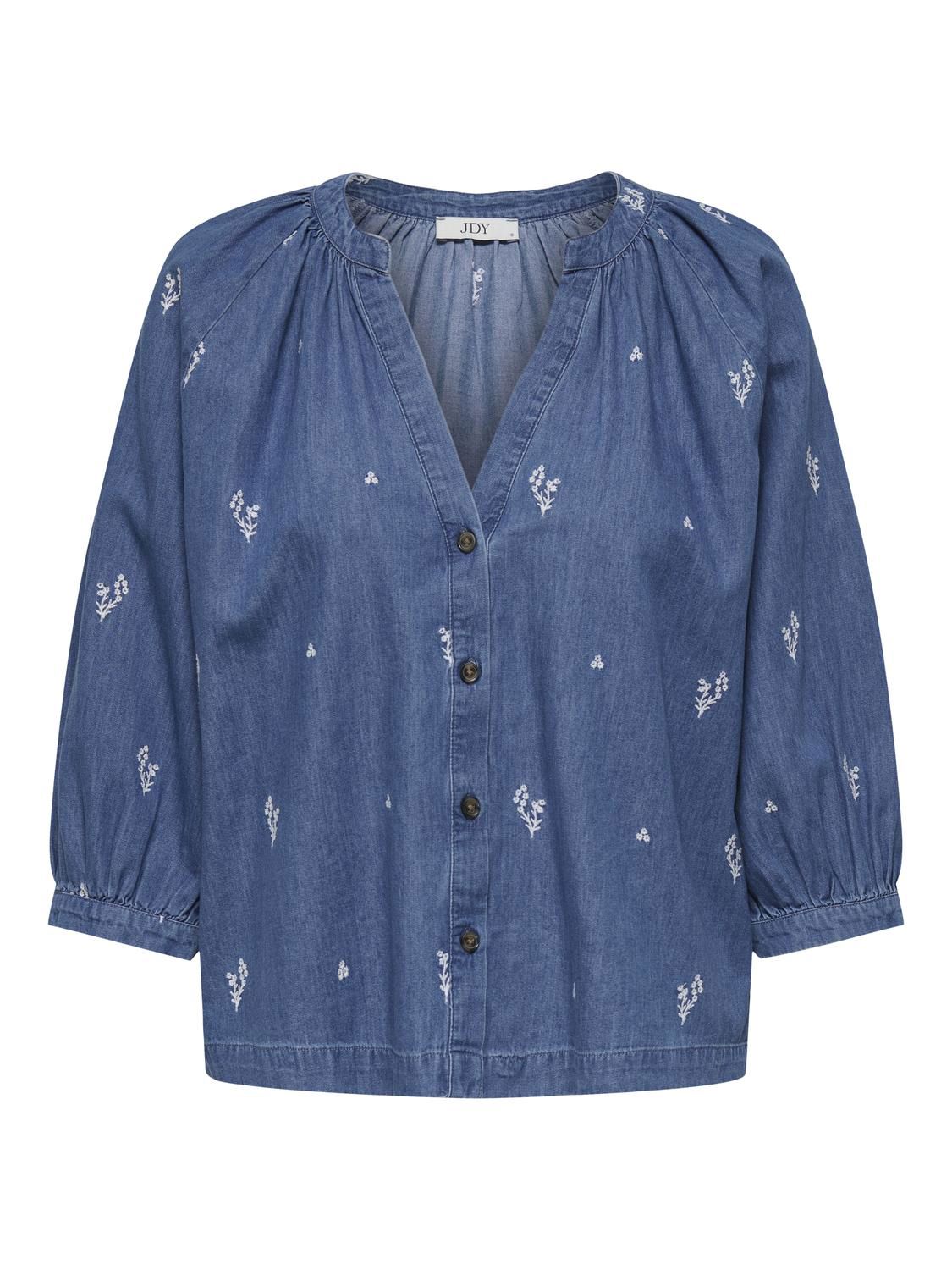 Jdykai 3/4 Shirt Wvn Dia Blå
