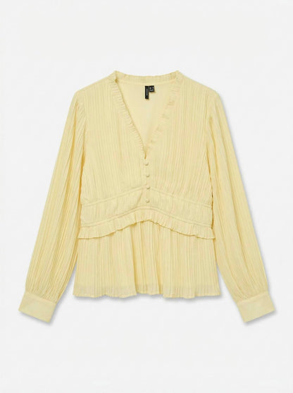 Vmdora Ls Detail Plisse Top Wvn Exp Gul