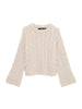 Vmsvea Thea Ls O-Neck Cable Pullover Exp Beige
