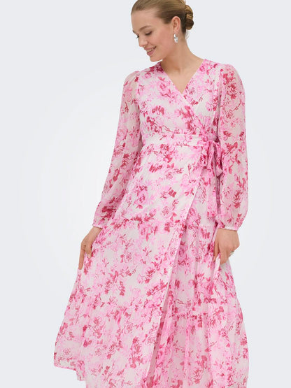 Onlmiriam Ls Wrap Midi Dress Cs Wvn Rosa