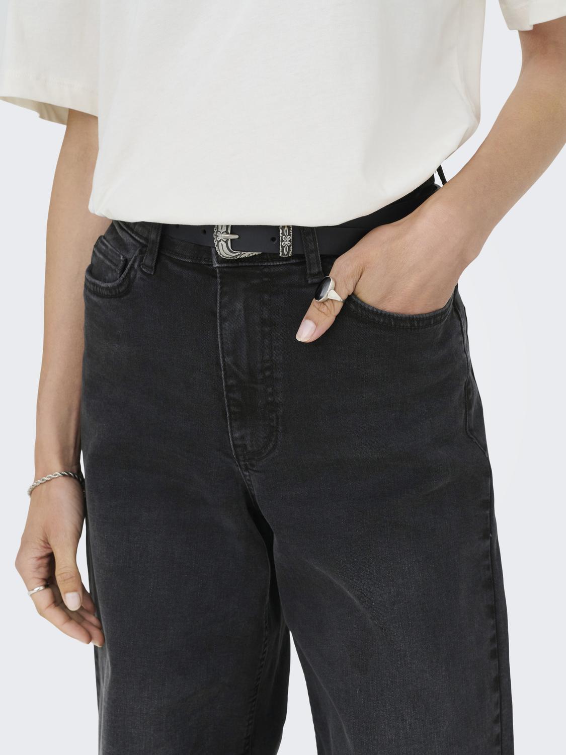 Jdyfelina-Fina Hw Wide Blk Jeansdnm Noos Sort
