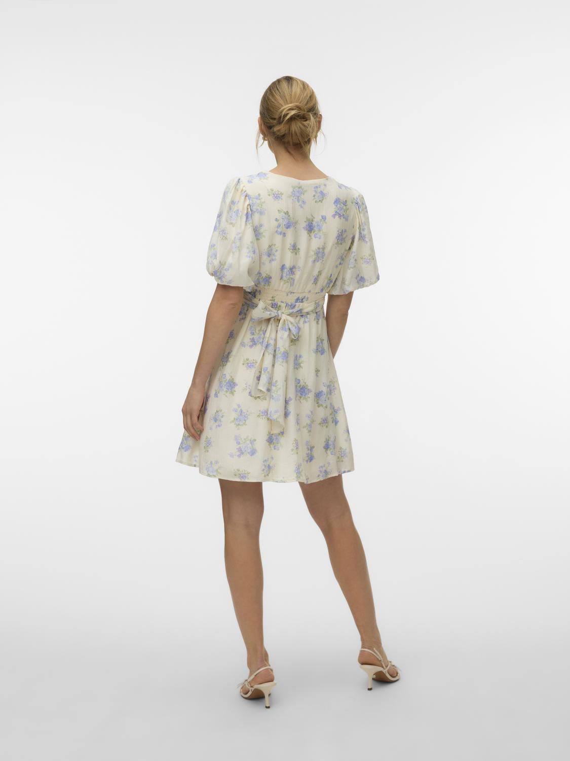 Vmbella 2/4 V-Neck Short Dress Wvn Blå