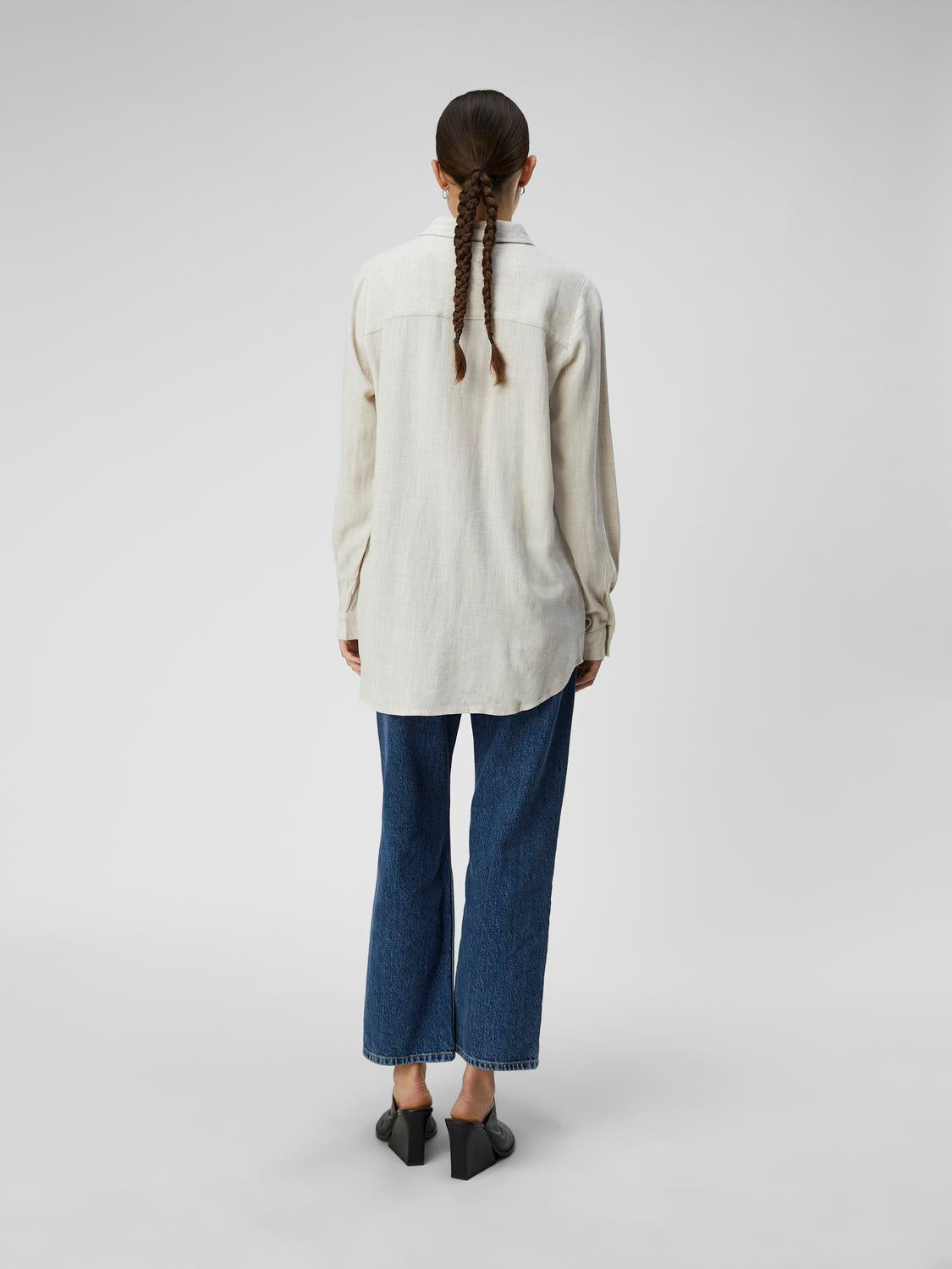 OBJSANNE L/S SHIRT NOOS lin Beige