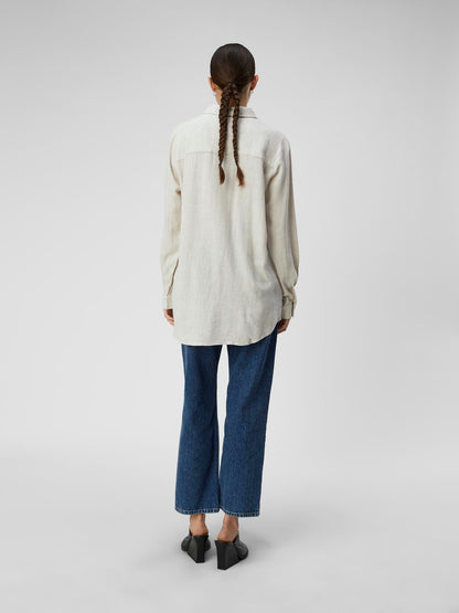 OBJSANNE L/S SHIRT NOOS lin Beige