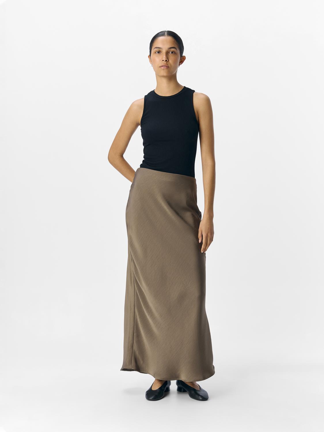 Objchilli Mw Long Skirt Noos Mellomgrå