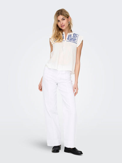 Onlvestine S/s Top Wvn Noos Hvit