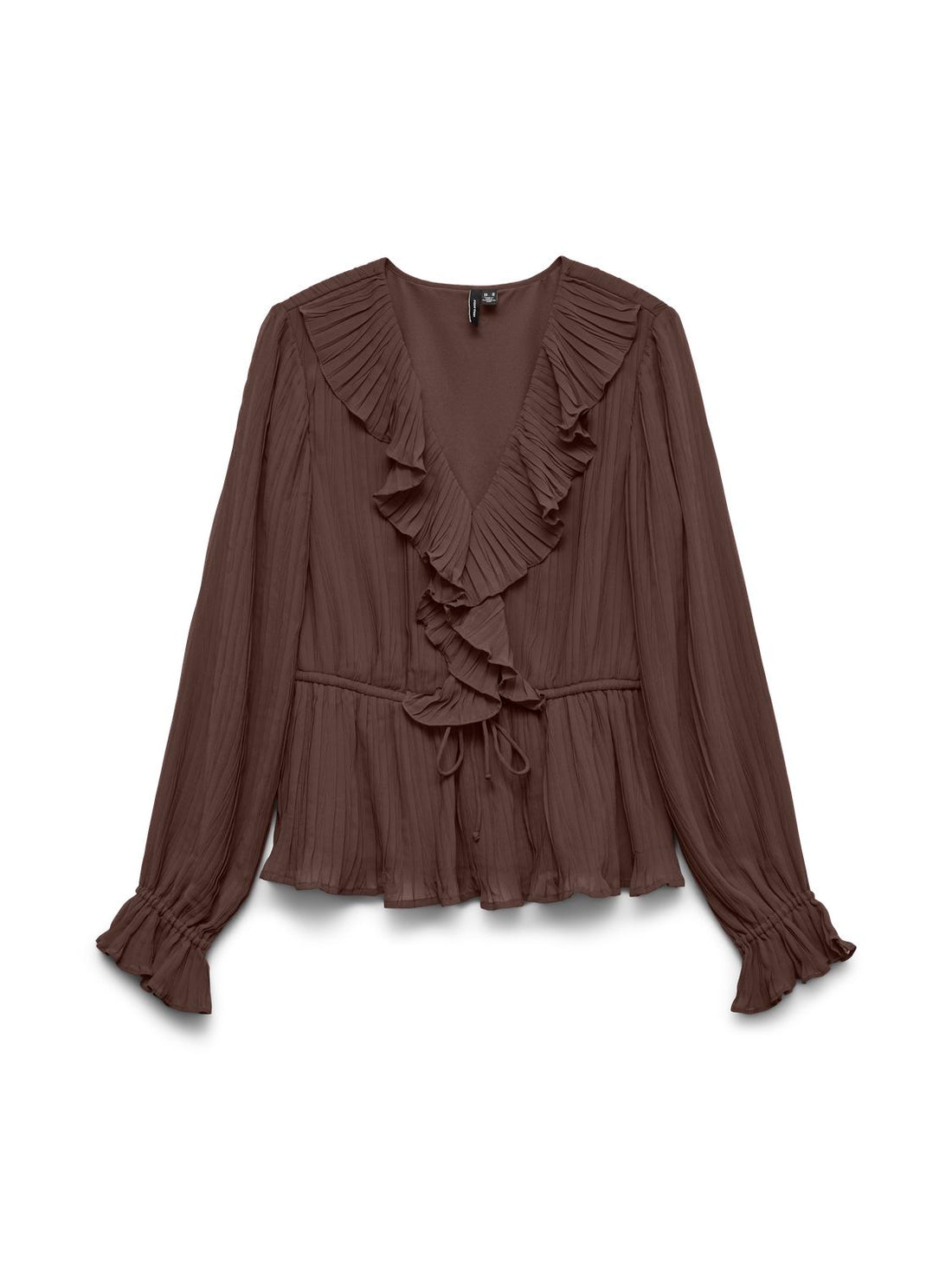 Vmdora L/s Frill Pleat Top Wvn Noos Brun