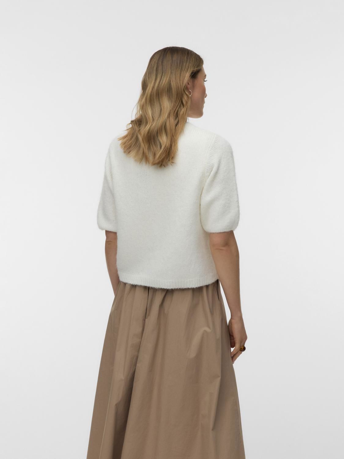 Vmkara 2/4 O-Neck Button Cardigan Exp Hvit