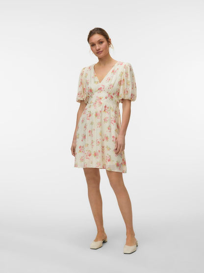 Vmbella 2/4 V-Neck Short Dress Wvn Rosa