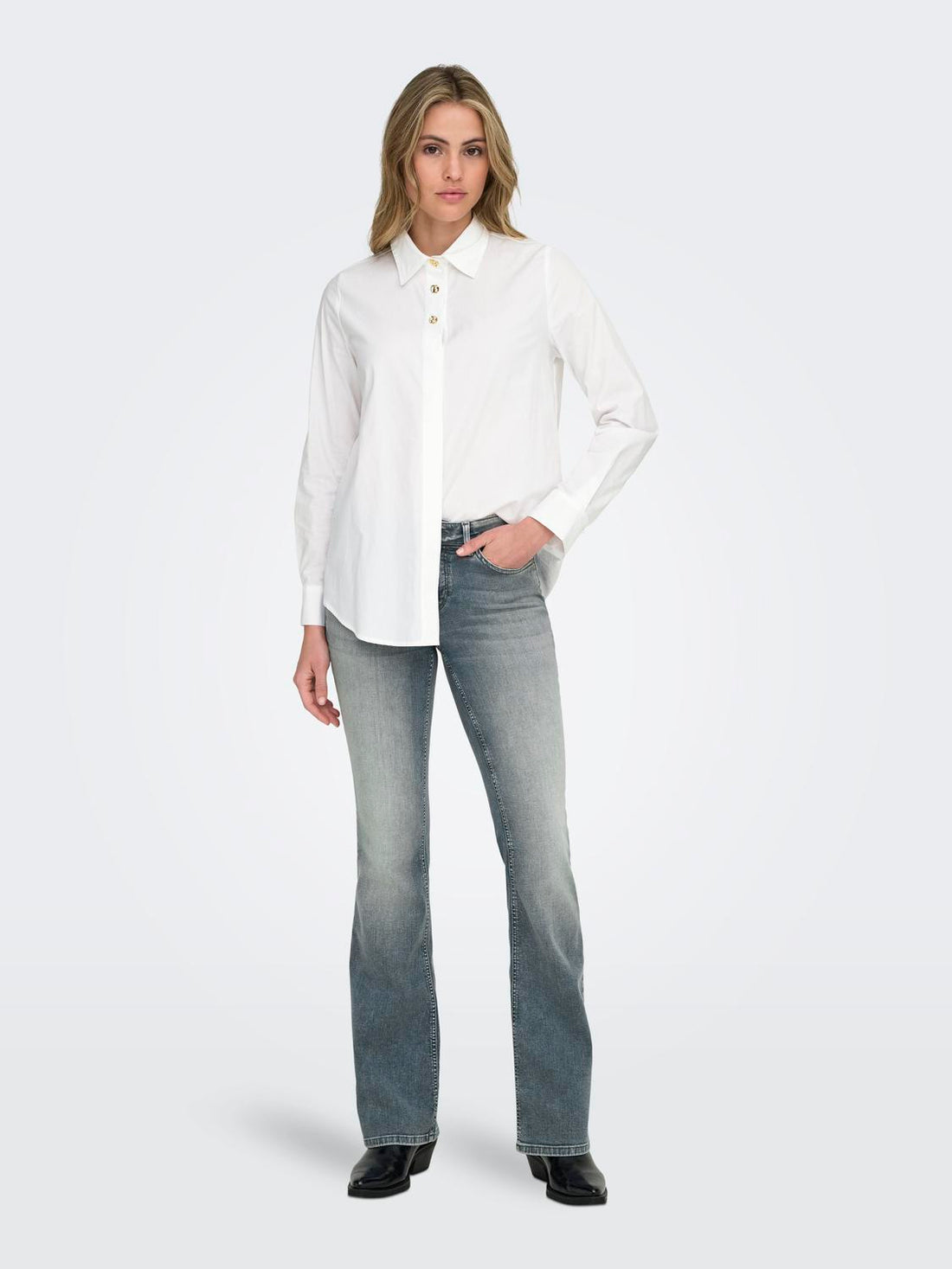 Onlsable Nina Ls Shirt Wvn Hvit