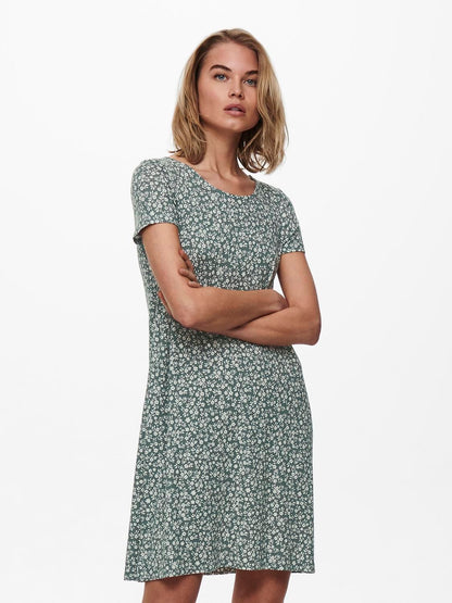 Onlbera Back Lace Up S/s Dress Jrs Noos Grønn