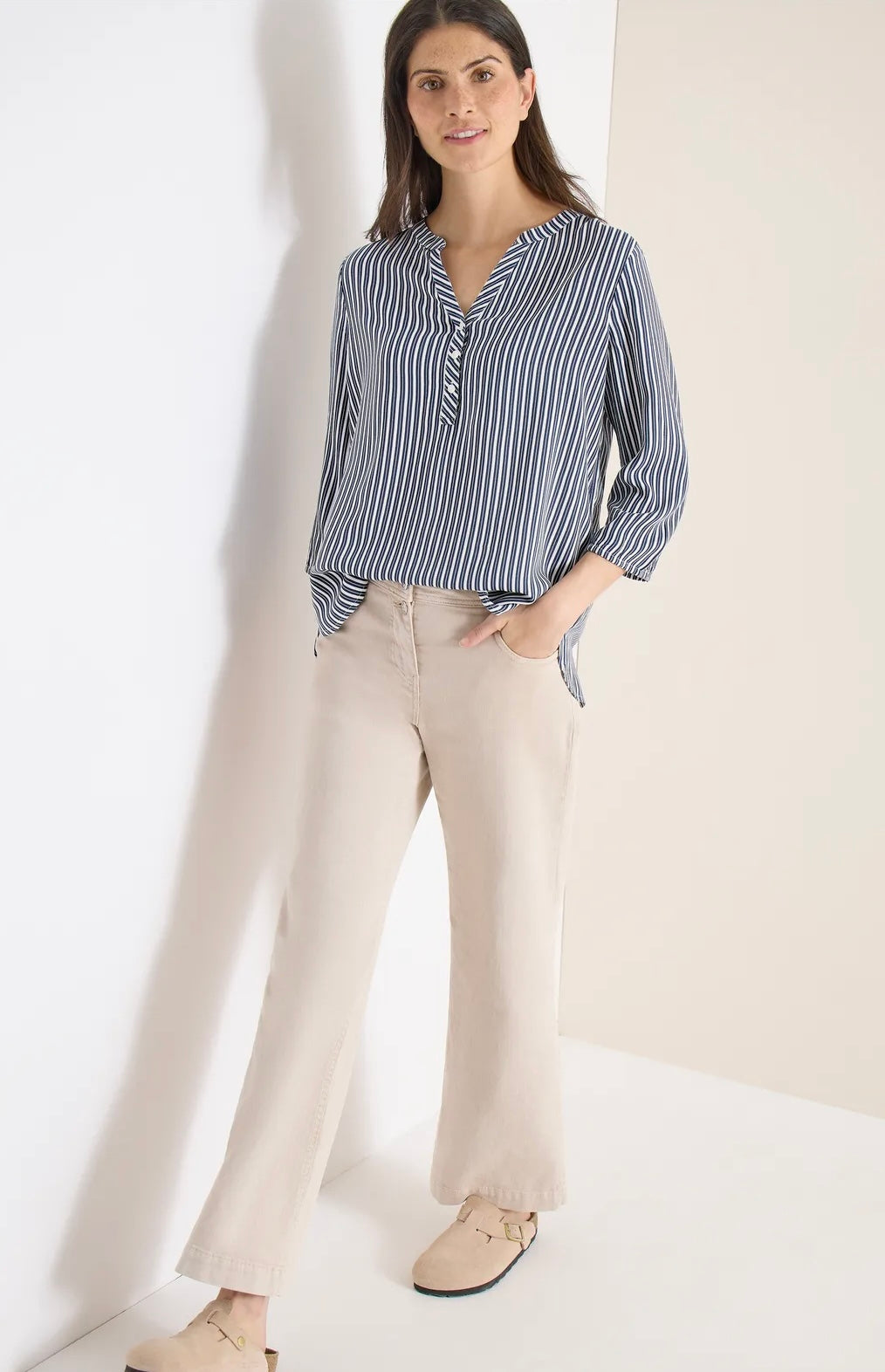 PRINTED stripe blouse Blå