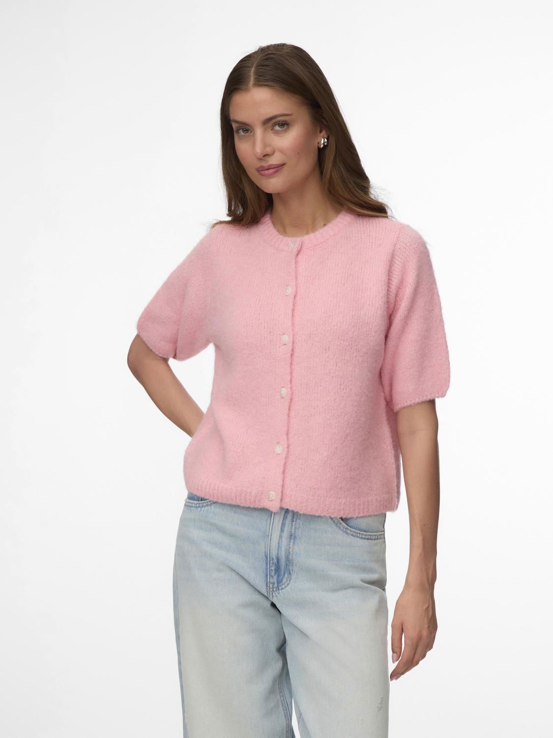 Vmkara 2/4 O-Neck Button Cardigan Exp Rosa