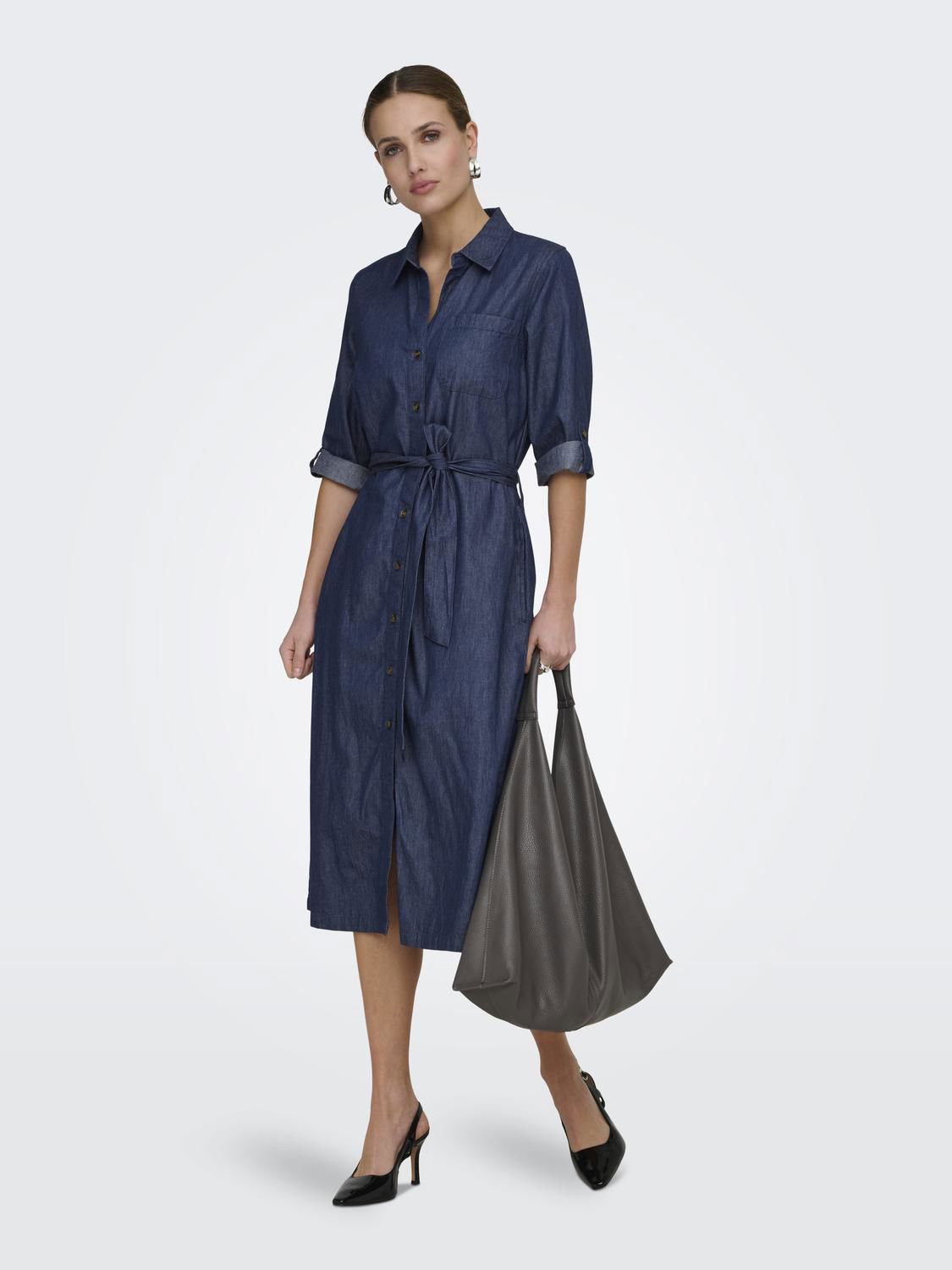 Jdykai 3/4 Midi Shirt Dress Wvn Dia Blå
