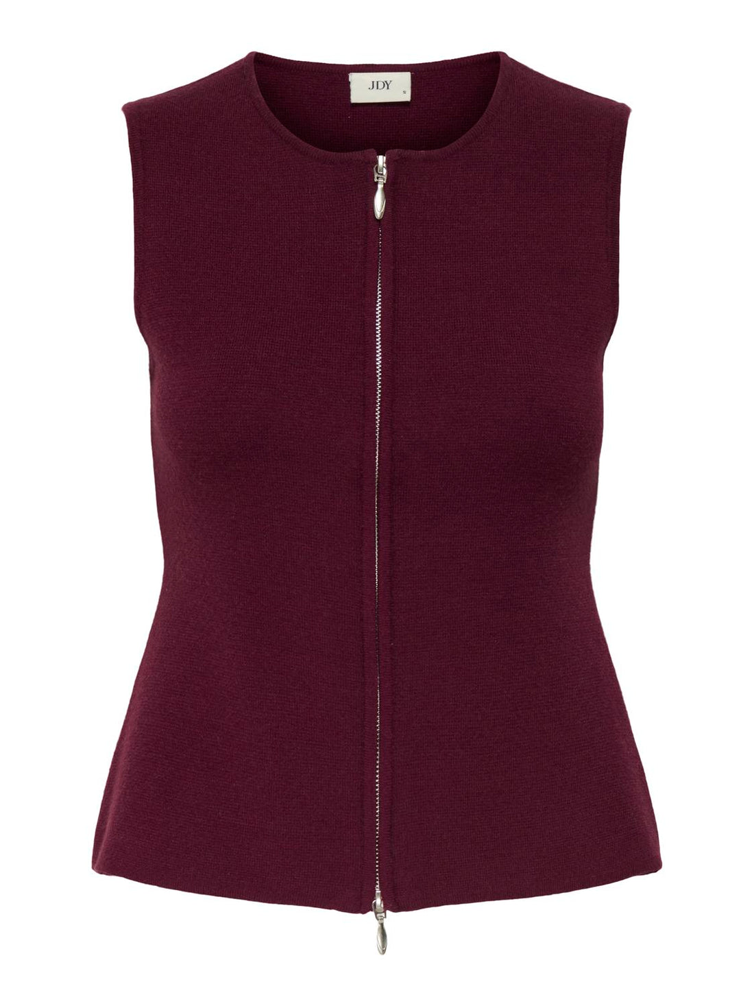 Jdyriley S/l O-Neck Two Way Zip Vest Knt Mørkerød